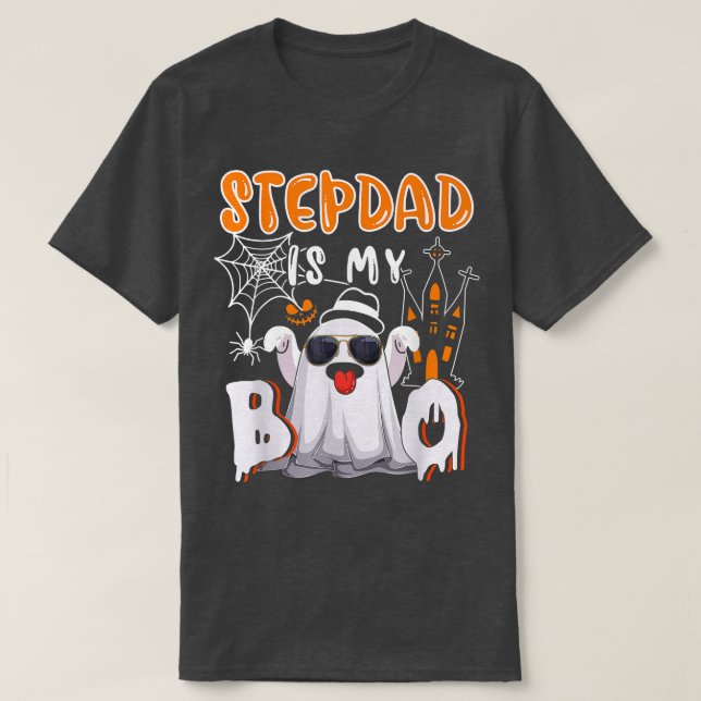 T-shirt Stepdad Est Mon Boo Halloween Boom Ghost Lunettes  (Design devant)