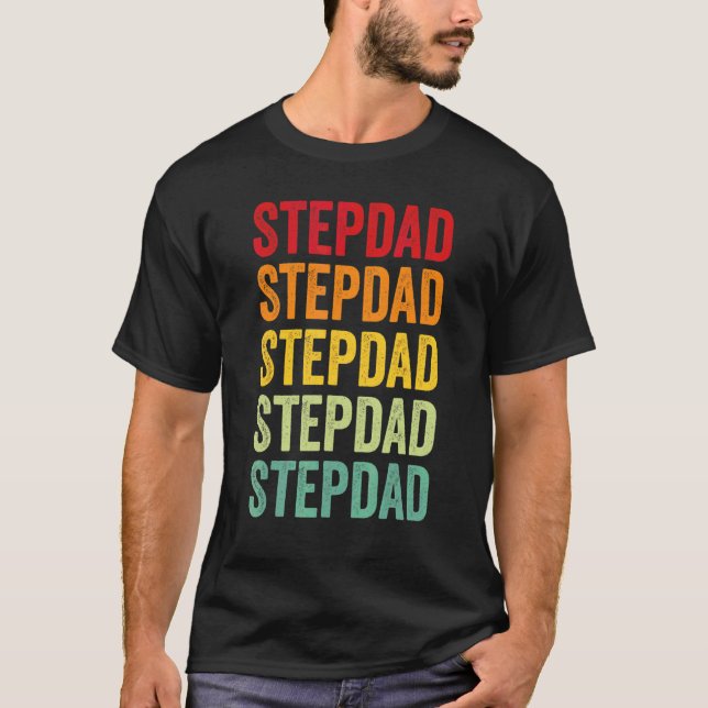 T-shirt Stepdad Rainbow Text  Stepdad Colorful (Devant)
