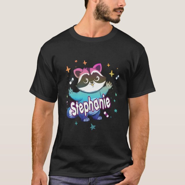 T-shirt Stephanie Adorable Name With A Raccoon (Devant)