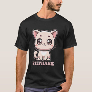 T-shirt Stephanie Cute Kitty Chat Design pour filles Nom S