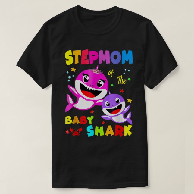 T-shirt StepMom Shark Stepmaman Shark Famille de requins F (Design devant)