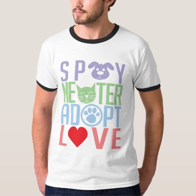 T-shirt Stérilisez le neutre adoptent l'amour 2 (Devant)