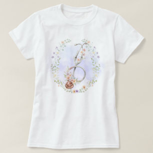 T-shirt Stéthoscope à couronne florale violette