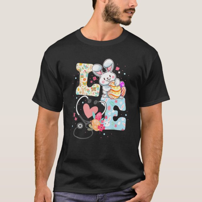 T-shirt Stethoscope Aimer Pâques Infirmière Vie Oeuf Lapin (Devant)