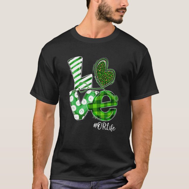 T-shirt Stethoscope Amour OU Vie Infirmière Plaid St patri (Devant)