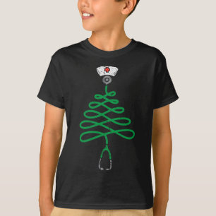 T-shirt Stethoscope Arbre de Noël Infirmière Scrub de Noël