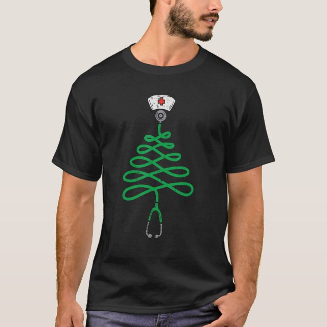 T-shirt Stethoscope Christmas Tree Nurse Christmas Pajamas (Devant)