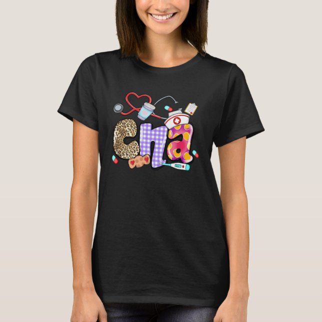 T-shirt Stéthoscope CNA Léopard  CNA Vie (Devant)
