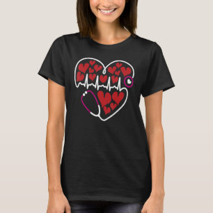 T-shirt Stéthoscope Cœur Infirmière Saint Valentin EKG Tec