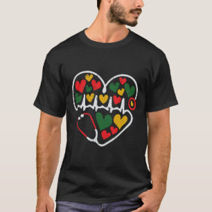T-shirt Stethoscope Coeur Junet10Melanin Infirmière Africa