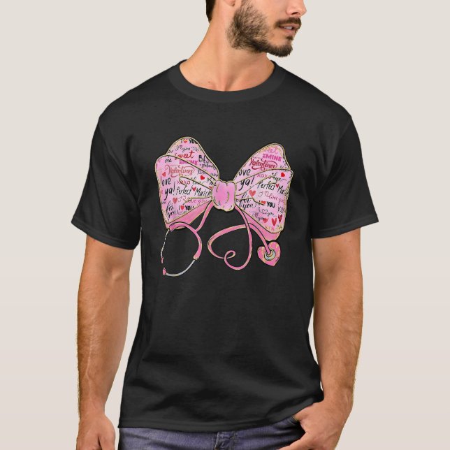 T-shirt Stethoscope Coquette Bow Infirmière inscrite Lover (Devant)