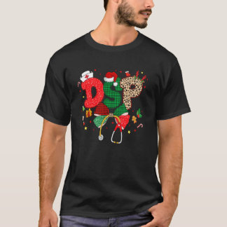 T-shirt Stethoscope Coquette Noël DSP Ruban Nursing Xma