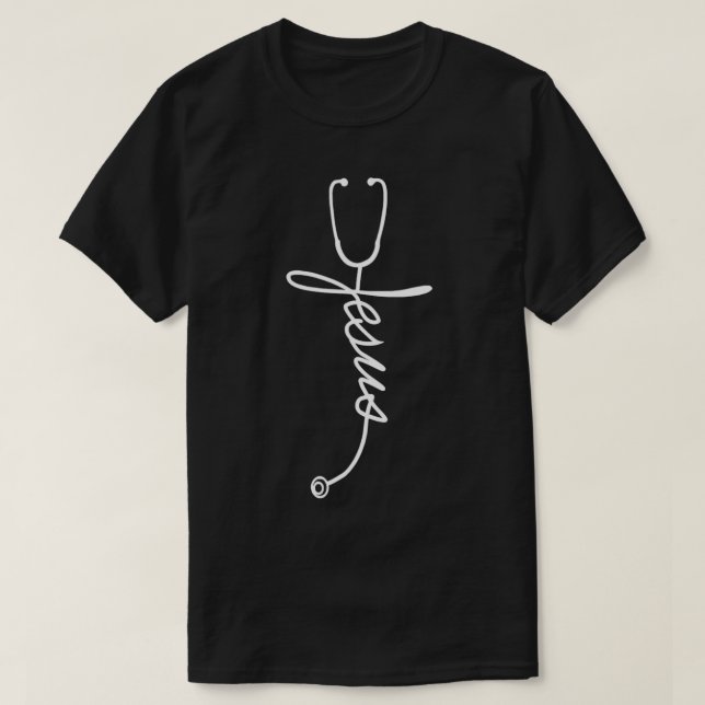 T-shirt Stethoscope Croix Jésus Infirmière Infirmière (Design devant)