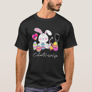 T-shirt Stethoscope Cute Bunny École Nurse Vie Pâques Ch