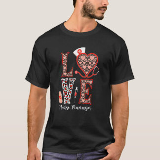 T-shirt Stéthoscope d'amour Manager d'infirmière léopard P