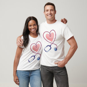 T-shirt Stéthoscope de médecin et cœur