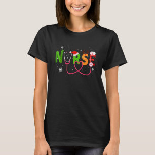 T-shirt Stéthoscope d'infirmière Renne Noël Mignon Santé W