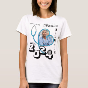 T-SHIRT STÉTHOSCOPE DU COEUR BLEU INFIRMIER