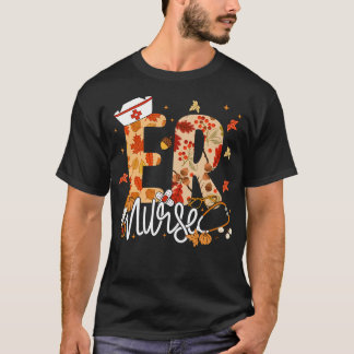 T-shirt Stethoscope Er Nurse Automne Yall Feuilles Automne
