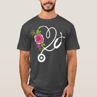 T-shirt Stethoscope Fleur Docteur Infirmière Physique