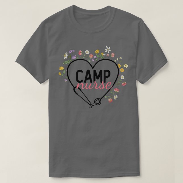 T-shirt Stethoscope floral Coeur Camp de soins infirmiers  (Design devant)