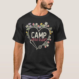 T-shirt Stéthoscope Floral Cœur Infirmière Camp Infirmière