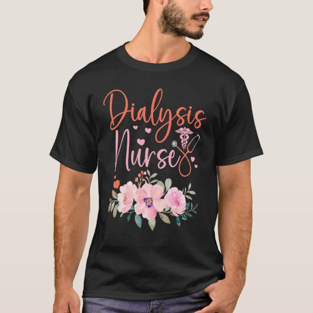 T-shirt Stethoscope Floral Dialysis Nurse Appreciation (Devant)