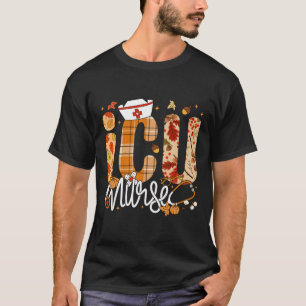 T-shirt Stethoscope Icu Infirmière Automne Yall Feuilles d