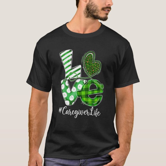 T-shirt Stethoscope Love aideur Leopard Plaid St Patric (Devant)