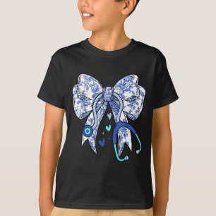 T-shirt Stéthoscope Médical Fleur Bleu Coquette Infirmière