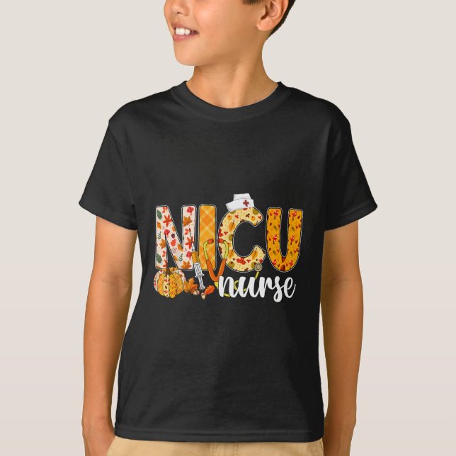 T-shirt Stethoscope Nicu Infirmière Automne Yall Feuilles  (Devant)