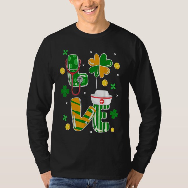T-shirt Stethoscope Nurse St Patrick's Day Lucky Nurse Sha (Devant)