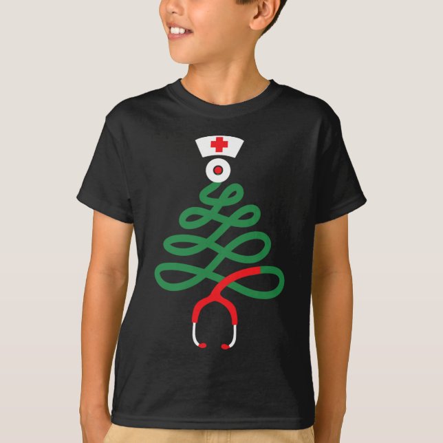T-shirt Stethoscope sapin de noël infirmière drôle infirmi (Devant)