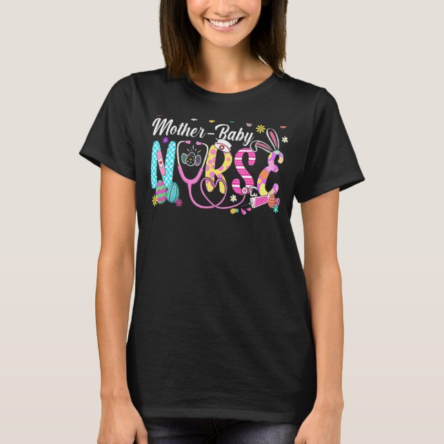 T-shirt Stethoscope Scrub Mère Bébé Infirmière Vie Lapin E (Devant)
