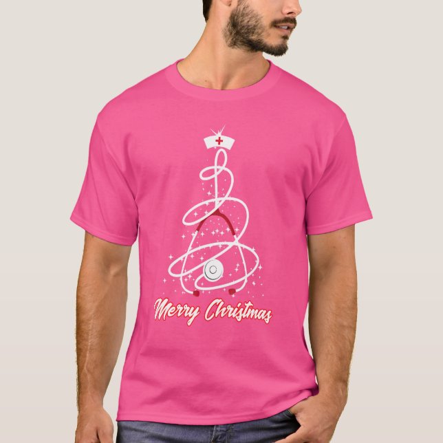 T-shirt Stéthoscope Tree Nurse Christmas Pajamas (Devant)