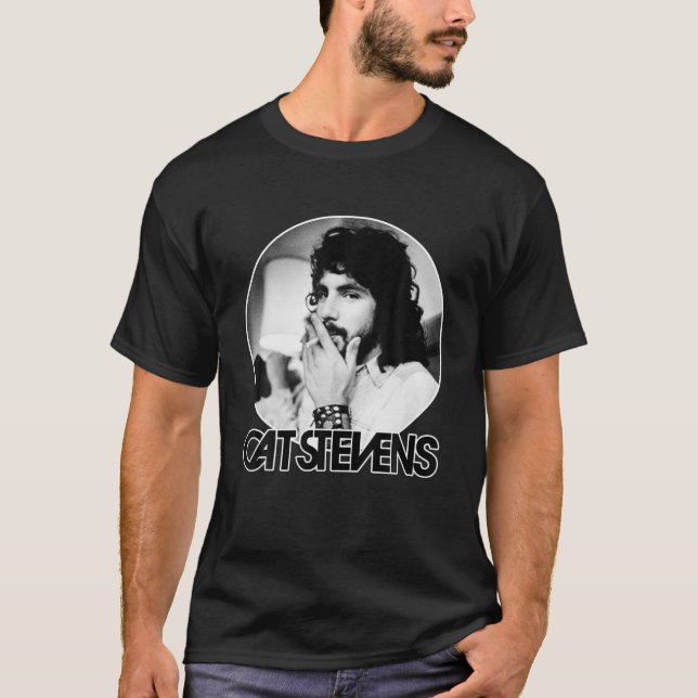 T-shirt Stevens Noir Et Blanc Design Arts Chats Musique Si (Devant)