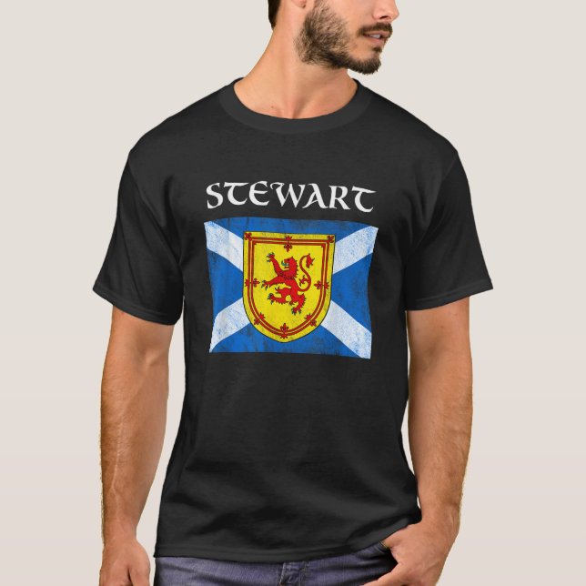 T-shirt Stewart Clan Nom écossais Drapeau écossais (Devant)
