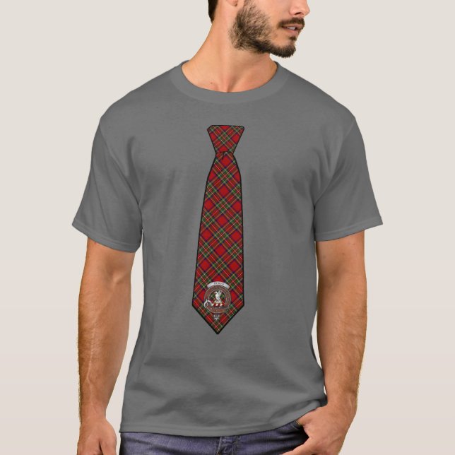 T-shirt Stewart Tartan Necktie avec insigne (Devant)