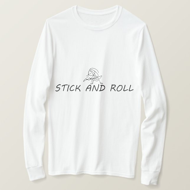 T-shirt Stick and roll, drôle de bâton homme jouer de la g (Design devant)