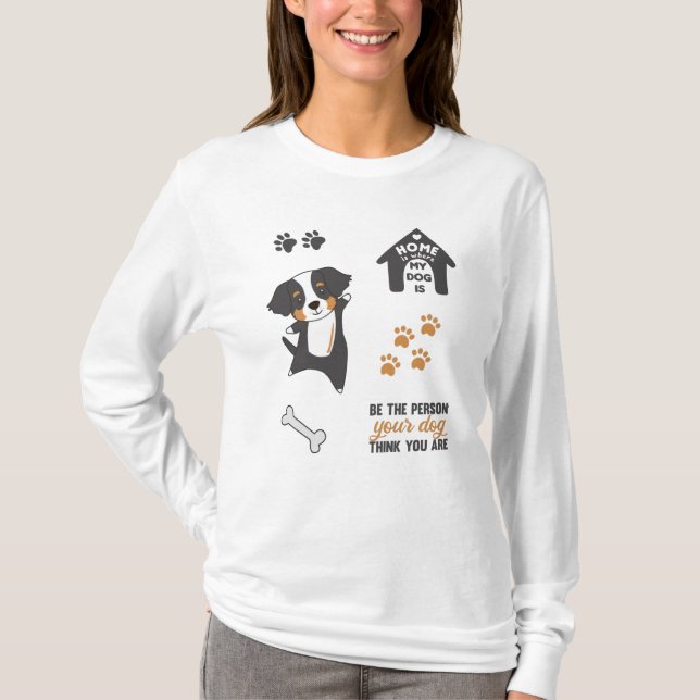 T-shirt Stick de chien mignon Set Bernese Mountain (Devant)