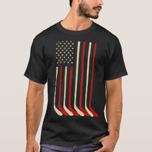T-shirt Stick de hockey Vintage American USA Drapeau de ho
