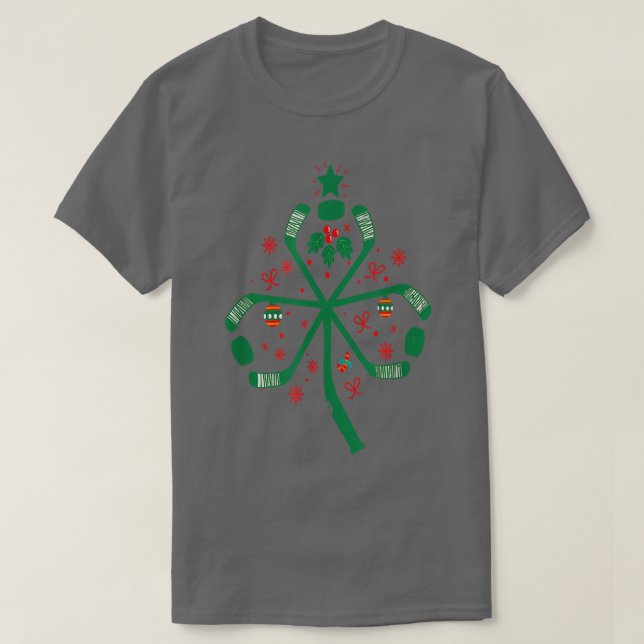 T-shirt Stick de Noël de hockey sur glace américain Sham d (Design devant)