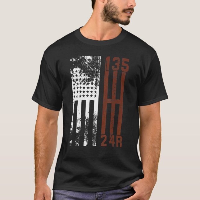 T-shirt Stick Drapeau Usa Shift Gear 4x4 Suv Off Road Trai (Devant)