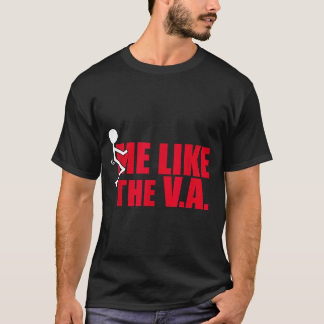 T-shirt Stick Figure Fck Me Like The Va Funny Veteran Dark (Devant)