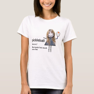T-shirt Stick Figure Girl Pickleball et Paddle