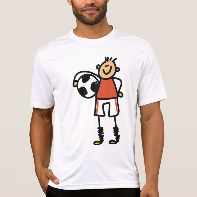 T-shirt Stick Figure Soccer Boy Football Player (Devant)