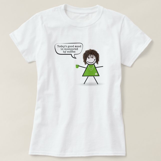 T-shirt Stick Girl Avec Mug De Café Vert (Design devant)
