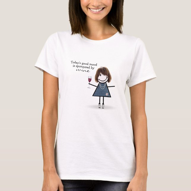 T-shirt Stick Girl avec vin et Basket (Devant)