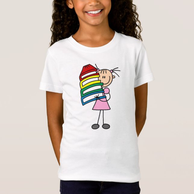 T-Shirt Stick Girl with Books (Devant)