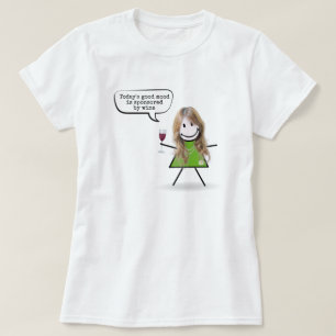 T-shirt Stick Girl With Wine and Fun Quote